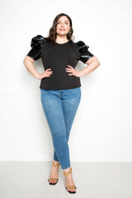 Load image into Gallery viewer, Faux Leather Puff Sleeve Top
