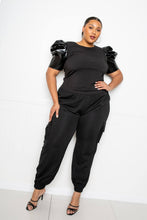 Load image into Gallery viewer, Faux Leather Puff Sleeve Top
