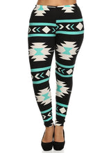 Load image into Gallery viewer, Plus Size Aztec Print, High Waisted, Full Length, Leggings.
