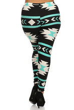Load image into Gallery viewer, Plus Size Aztec Print, High Waisted, Full Length, Leggings.
