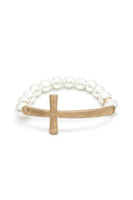 Load image into Gallery viewer, Metal Cross Pearl Bracelet
