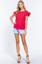 Load image into Gallery viewer, Short Cap Ruffl Slv Woven Top
