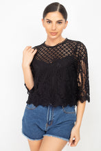 Load image into Gallery viewer, Mock 3/4 Sleeves Lace Designed Top
