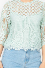 Load image into Gallery viewer, Mock 3/4 Sleeves Lace Designed Top
