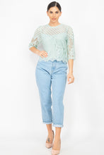 Load image into Gallery viewer, Mock 3/4 Sleeves Lace Designed Top

