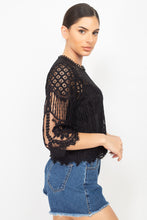 Load image into Gallery viewer, Mock 3/4 Sleeves Lace Designed Top
