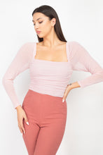 Load image into Gallery viewer, Square Neck Ruching Mesh Bodysuit
