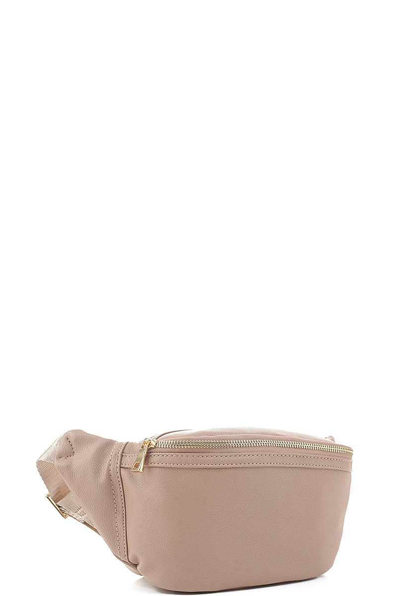 Plain Zipper Waist Fanny Pack