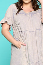 Load image into Gallery viewer, Solid Washed Knit Tiered Mini Dress
