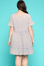 Load image into Gallery viewer, Solid Washed Knit Tiered Mini Dress
