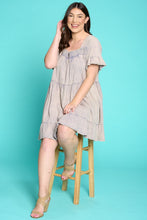 Load image into Gallery viewer, Solid Washed Knit Tiered Mini Dress
