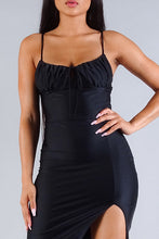 Load image into Gallery viewer, Spaghetti Ruched Bust Midi Dress
