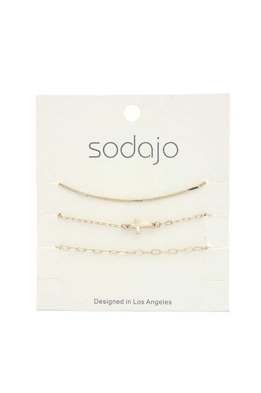 Sodajo Cross Charm Bracelet Set