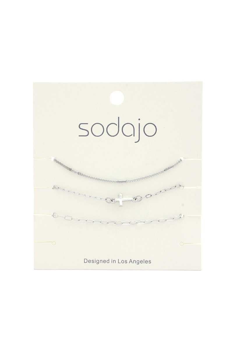 Sodajo Cross Charm Bracelet Set