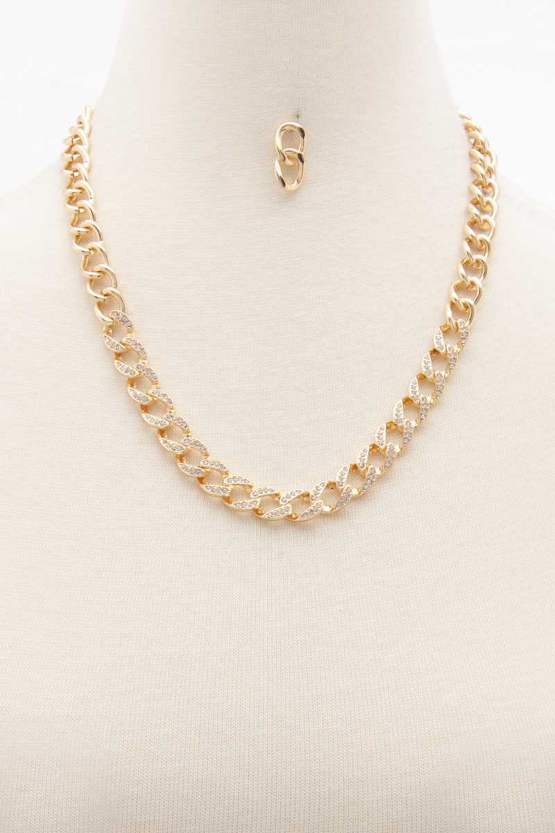 Rhinestone Curb Link Necklace