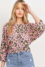 Load image into Gallery viewer, Leopard Knit Back Opened Short Sleeve Top
