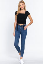 Load image into Gallery viewer, Short Slv Shirring Mesh Knit Top
