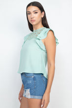 Load image into Gallery viewer, Lace Illusion Flutter Sleeves Top
