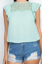 Load image into Gallery viewer, Lace Illusion Flutter Sleeves Top
