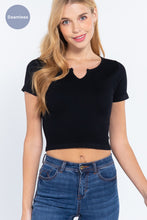 Load image into Gallery viewer, Short Slv Notched Rib Seamless Top
