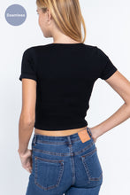 Load image into Gallery viewer, Short Slv Notched Rib Seamless Top
