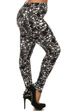 Load image into Gallery viewer, Knit, Skull Pattern Print, Full Length Leggings With Elastic Waist
