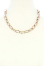 Load image into Gallery viewer, Dainty Rhinestone Roll Oval Link Necklace
