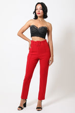 Load image into Gallery viewer, Ankle Tapered Self-fabric Buckle Belt Pants
