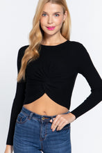Load image into Gallery viewer, Crew Neck Knotted Crop Sweater
