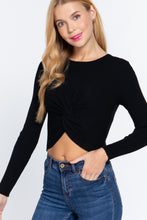 Load image into Gallery viewer, Crew Neck Knotted Crop Sweater
