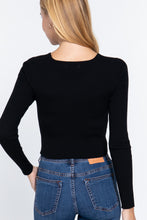 Load image into Gallery viewer, Crew Neck Knotted Crop Sweater
