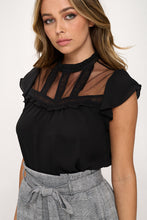 Load image into Gallery viewer, Lace Yoke Mock Neck Top
