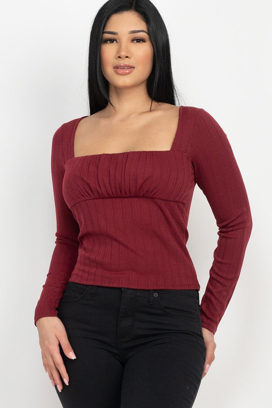 Shirred Square Neck Top