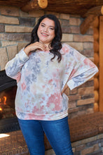 Load image into Gallery viewer, Plus Multi Tie-dye Crew Neck Long Bat Sleeve Dropped Shoulders Sweatshirt
