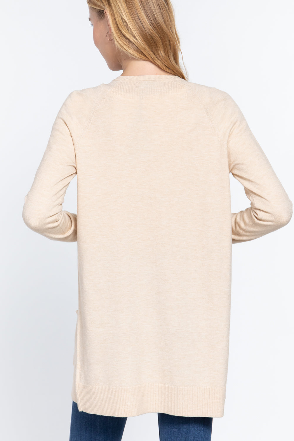 Raglan Slv Open Sweater Cardigan