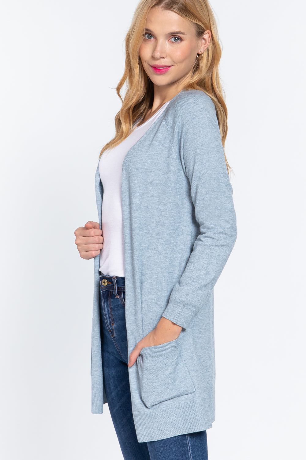 Raglan Slv Open Sweater Cardigan