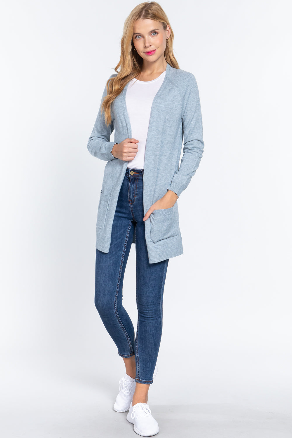 Raglan Slv Open Sweater Cardigan