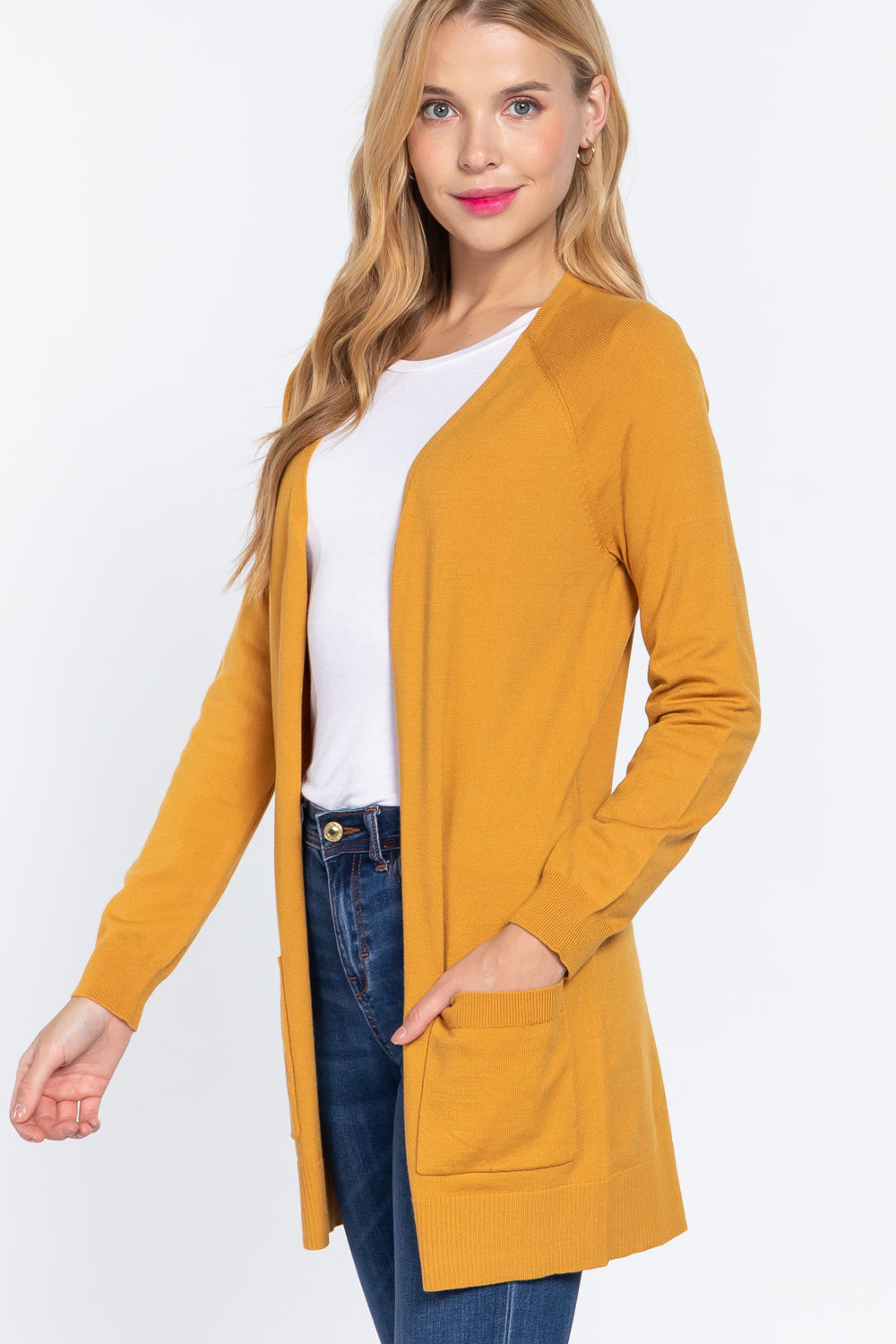 Raglan Slv Open Sweater Cardigan