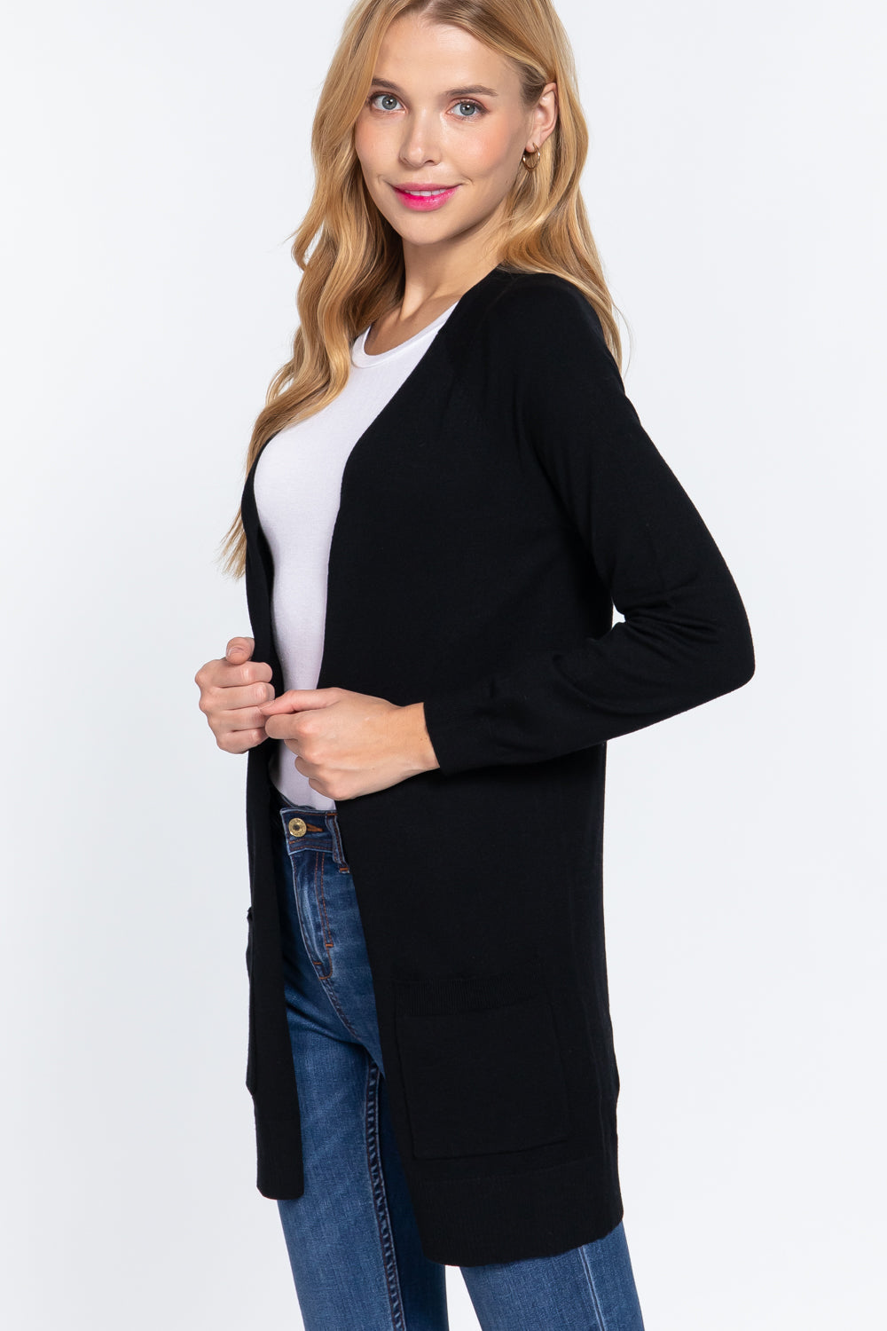 Raglan Slv Open Sweater Cardigan