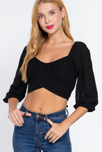 Load image into Gallery viewer, 3/4 Slv Crop Woven Top
