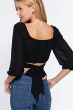 Load image into Gallery viewer, 3/4 Slv Crop Woven Top
