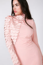 Load image into Gallery viewer, Faux Leather Tiered Long Sleeve Mesh Midi Dress
