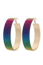 Load image into Gallery viewer, 8 Row Rhinestone Wide Hoop Earring
