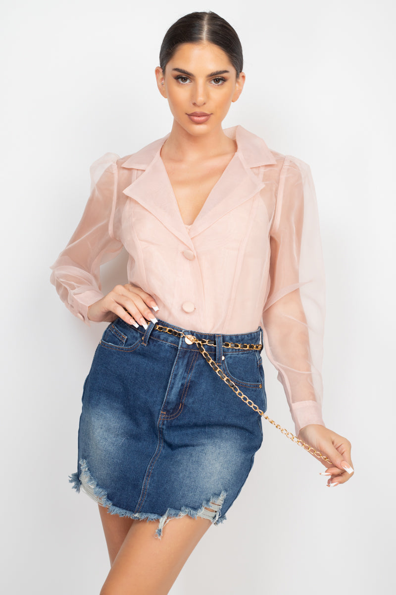 Long Sleeve Organza Blouse