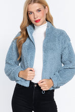 Load image into Gallery viewer, Long Slv Faux Fur Zip-up Jacket
