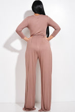 Load image into Gallery viewer, Solid 3/4 Sleeve Top And Wide Leg Pleated Pants Two Piece Set
