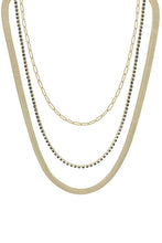 Load image into Gallery viewer, 3 Layered Metal Rhinestone Chain Necklace
