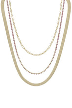 Load image into Gallery viewer, 3 Layered Metal Rhinestone Chain Necklace
