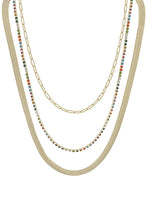 Load image into Gallery viewer, 3 Layered Metal Rhinestone Chain Necklace
