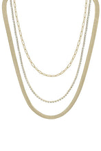Load image into Gallery viewer, 3 Layered Metal Rhinestone Chain Necklace
